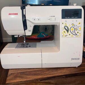 Janome White Sewing Machine with Paisley Design